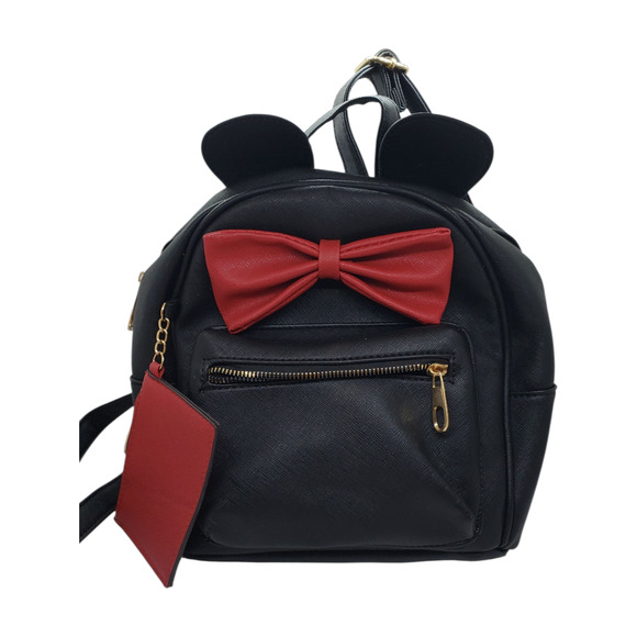 Mouse Ears Mini Backpack Purse & Coin Wallet Faux Leather Disney NWOT - Picture 1 of 14